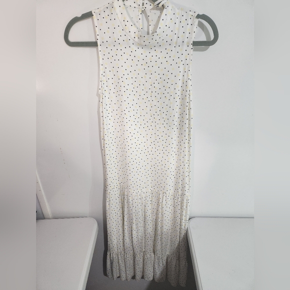 Elegant 100% VISCOSE White Polka Dot Dress,, Size 4 - Picture 1 of 10